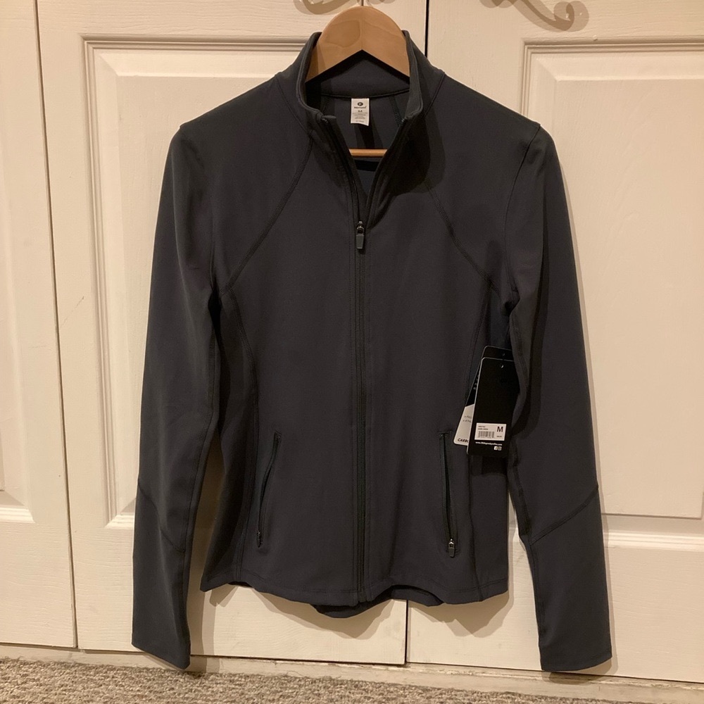 NWT 90 Degrees by Reflex Green Gray Slim Fit Zip Up Track Jacket Size Medium